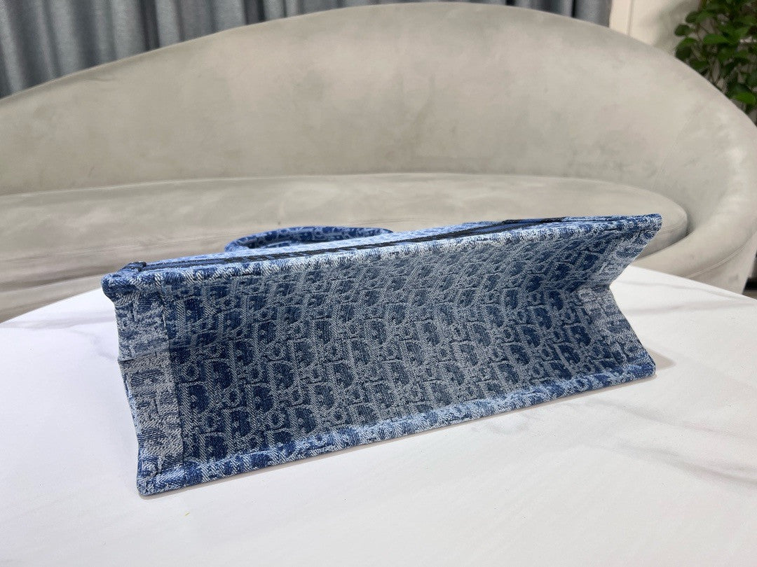 Christian Dior Medium Dior Book Tote  Blue Denim Dior Oblique Jacquard