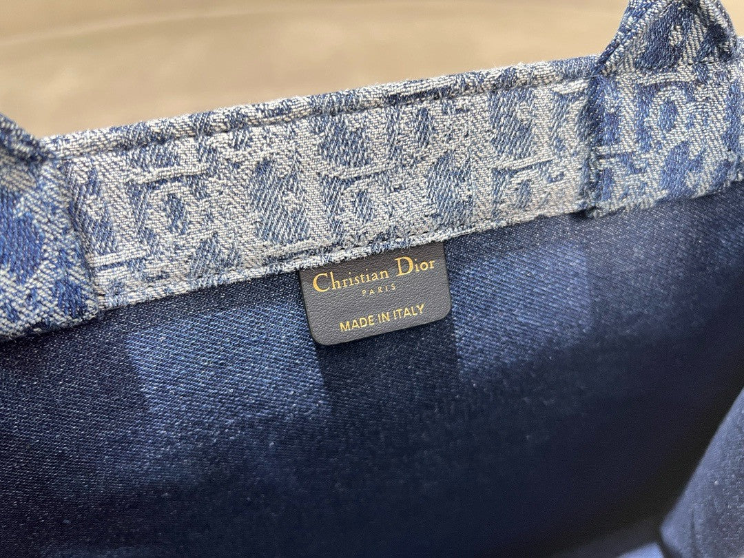 Christian Dior Medium Dior Book Tote  Blue Denim Dior Oblique Jacquard