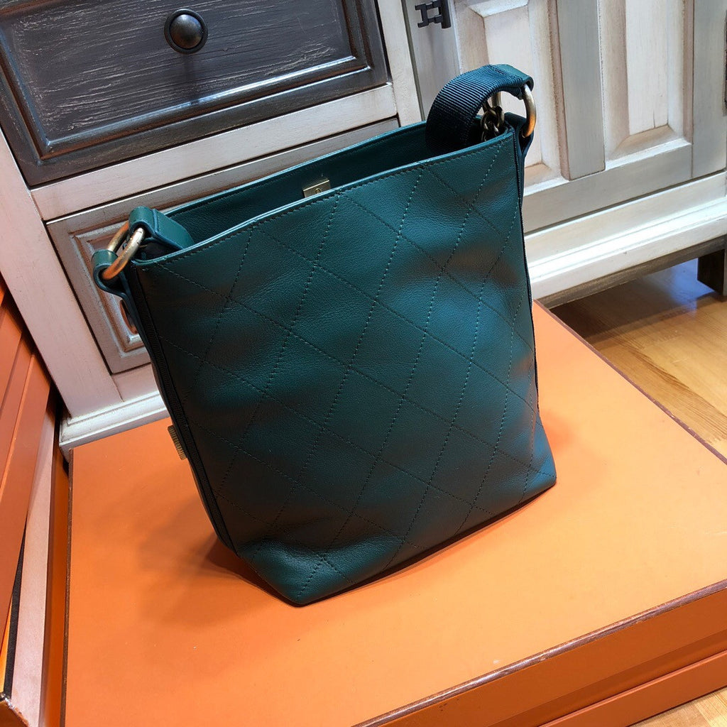 Chanel Calfskin Botton Up Hobo Bag Green A57573