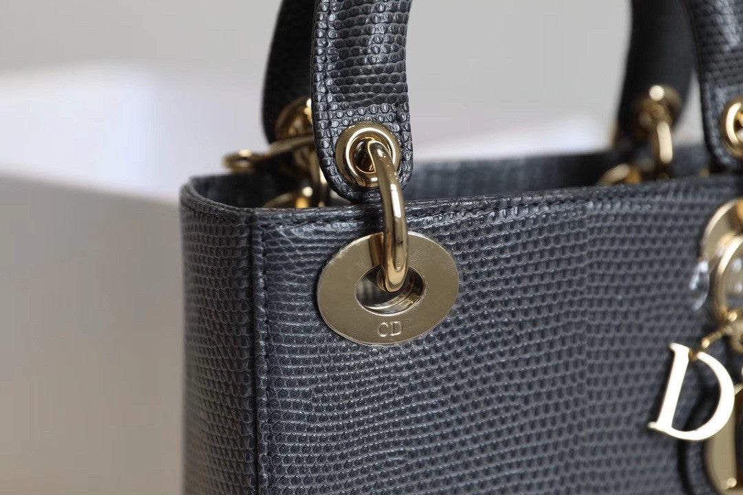 Christian Dior Lady Dior Mini Lizard Grey