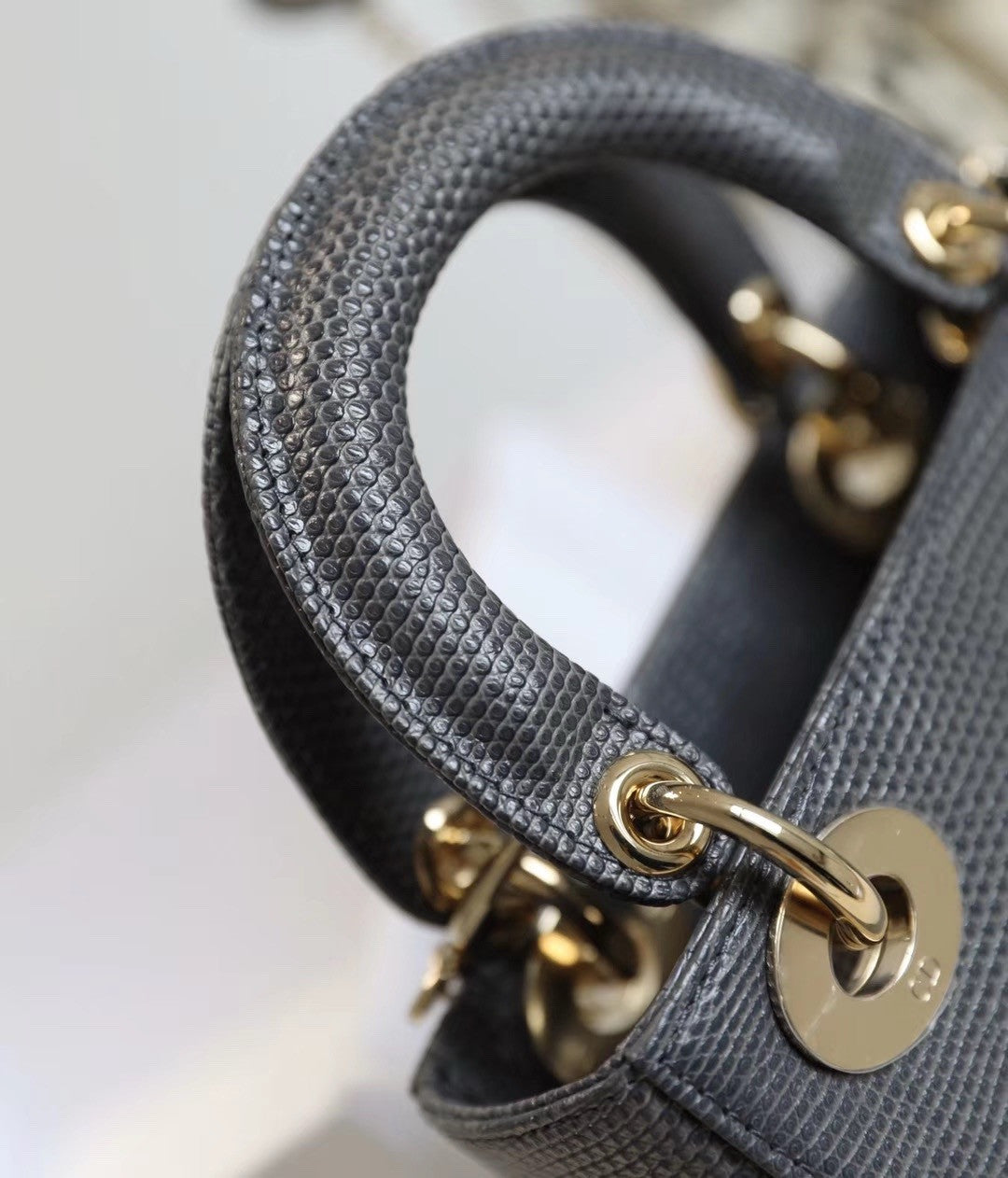 Christian Dior Lady Dior Mini Lizard Grey