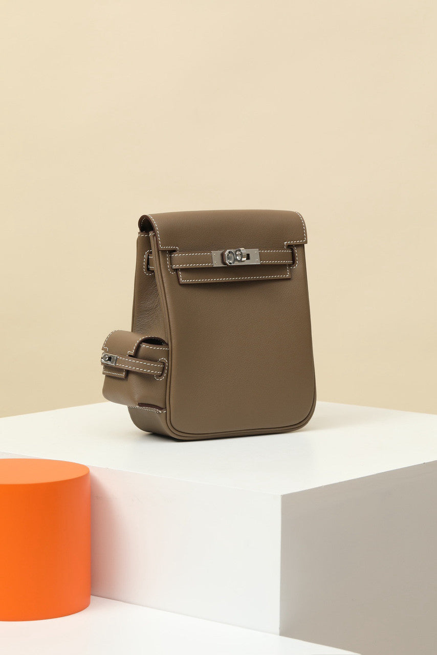 HERMÈS KELLY JUMP BAG ETOUPE SWIFT LEATHER  PALLADIUM HARDWARE Hermes