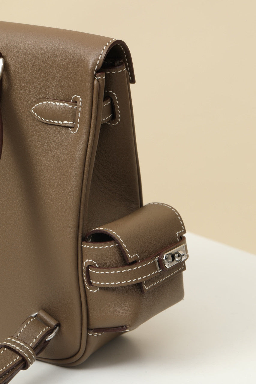 HERMÈS KELLY JUMP BAG ETOUPE SWIFT LEATHER  PALLADIUM HARDWARE Hermes