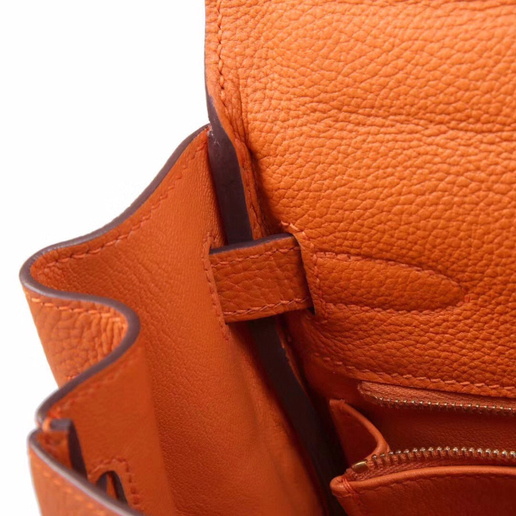 Hermès Orange Kelly 32 Togo Gold Hardware