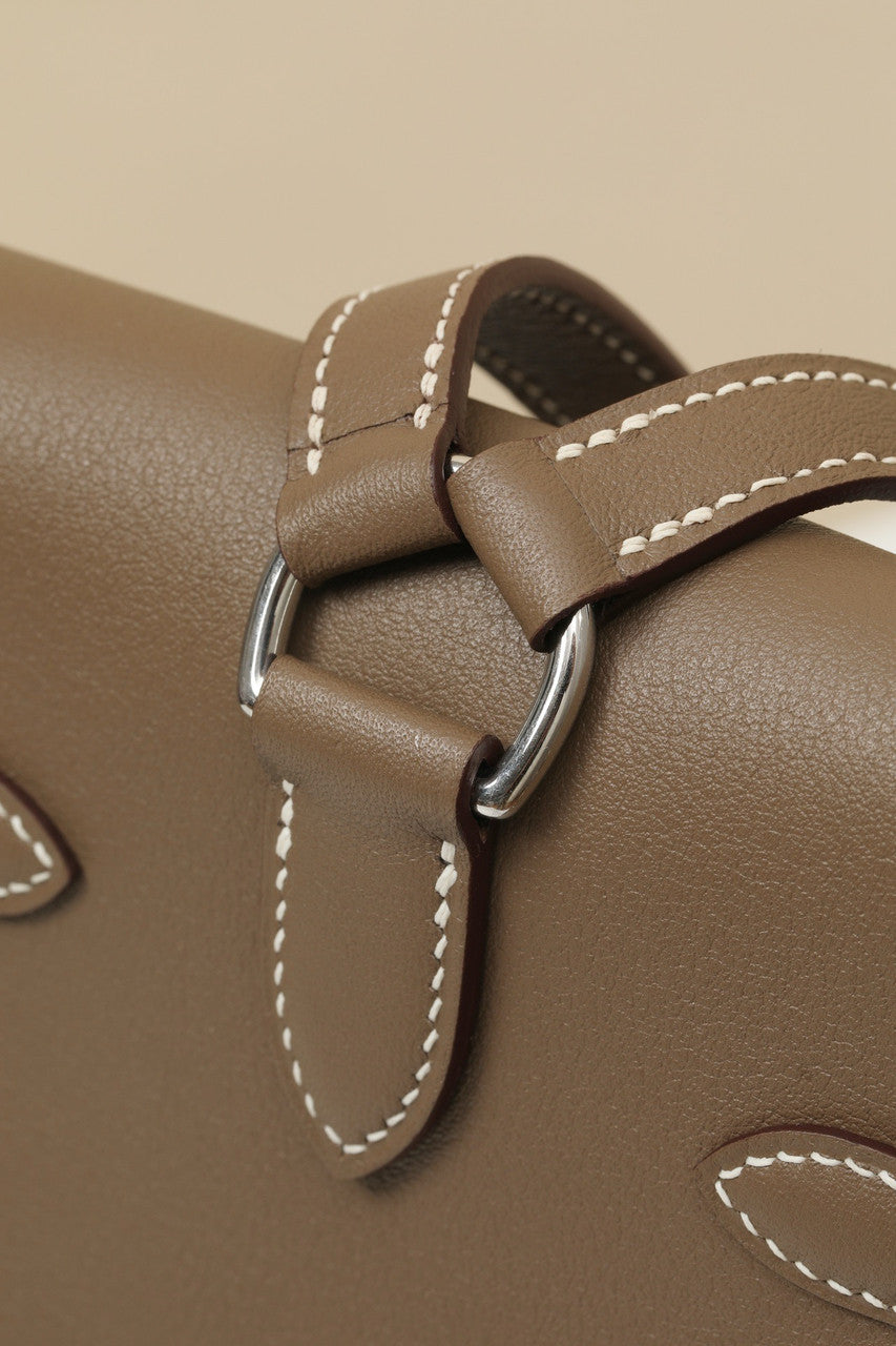 HERMÈS KELLY JUMP BAG ETOUPE SWIFT LEATHER  PALLADIUM HARDWARE Hermes