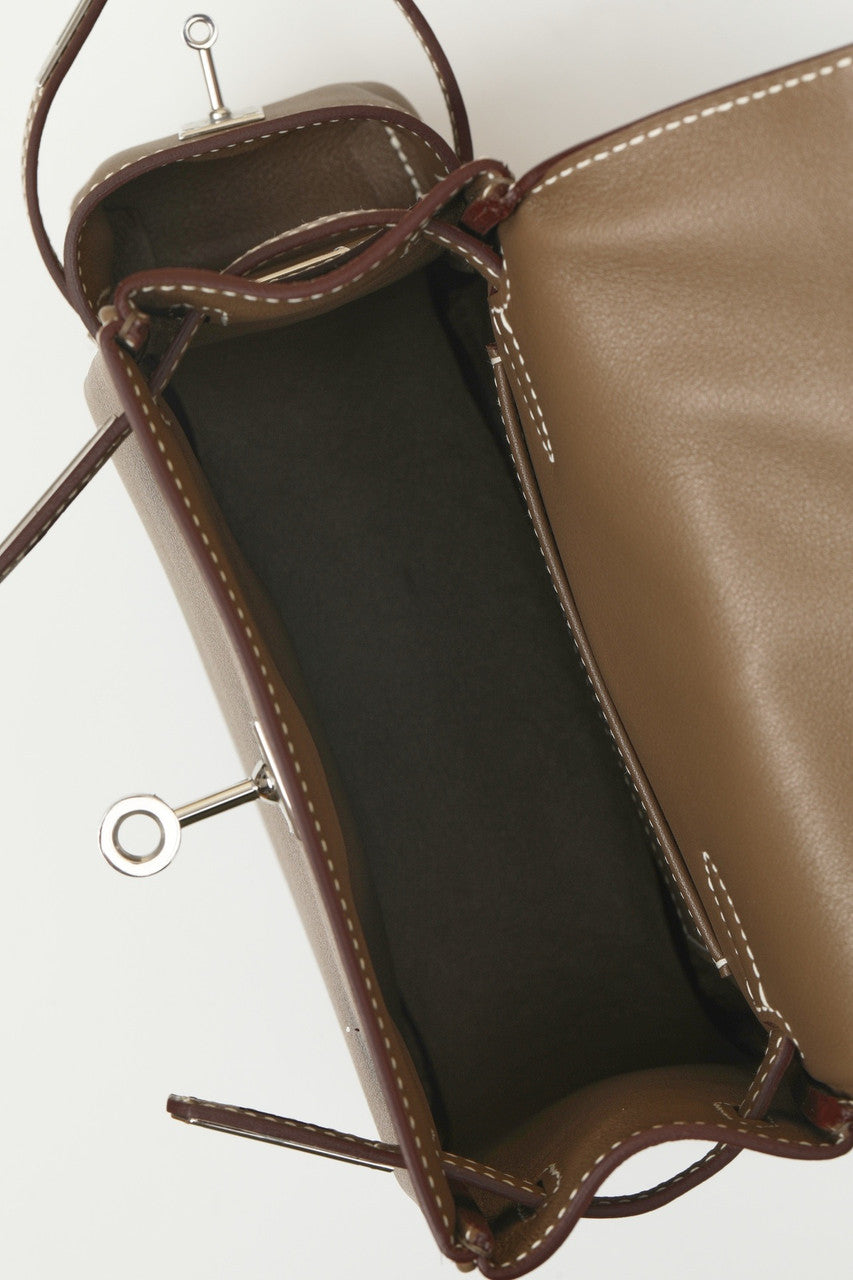 HERMÈS KELLY JUMP BAG ETOUPE SWIFT LEATHER  PALLADIUM HARDWARE Hermes