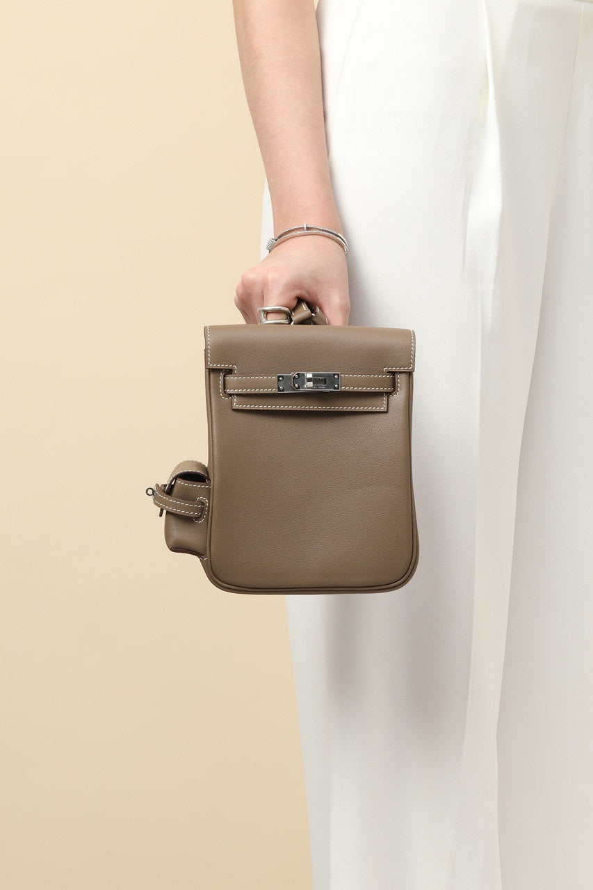 HERMÈS KELLY JUMP BAG ETOUPE SWIFT LEATHER  PALLADIUM HARDWARE Hermes