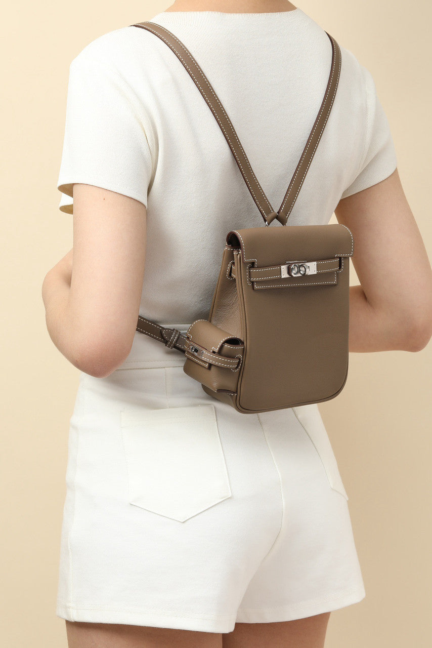 HERMÈS KELLY JUMP BAG ETOUPE SWIFT LEATHER  PALLADIUM HARDWARE Hermes