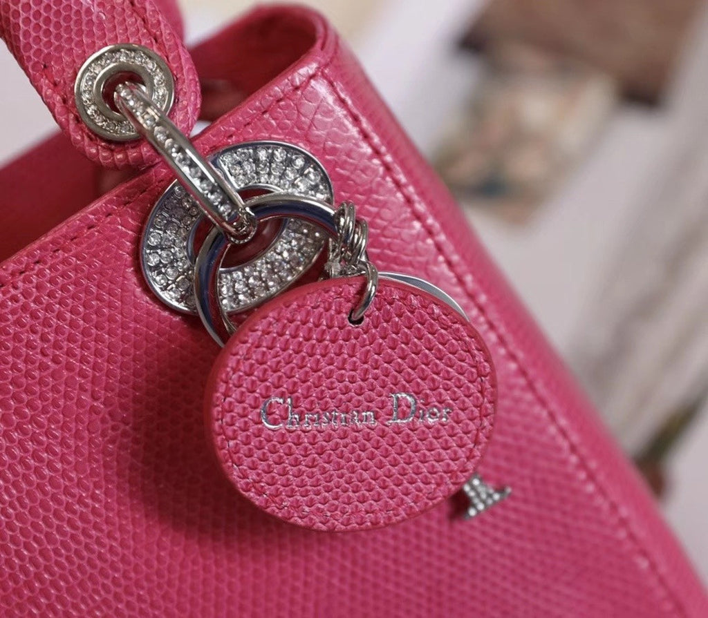 Christian Dior Lady Dior Mini Lizard Hardware with Crystals Rose