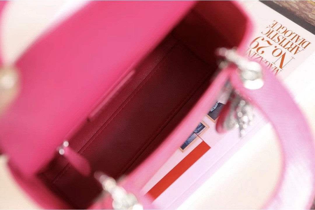 Christian Dior Lady Dior Mini Lizard Hardware with Crystals Rose