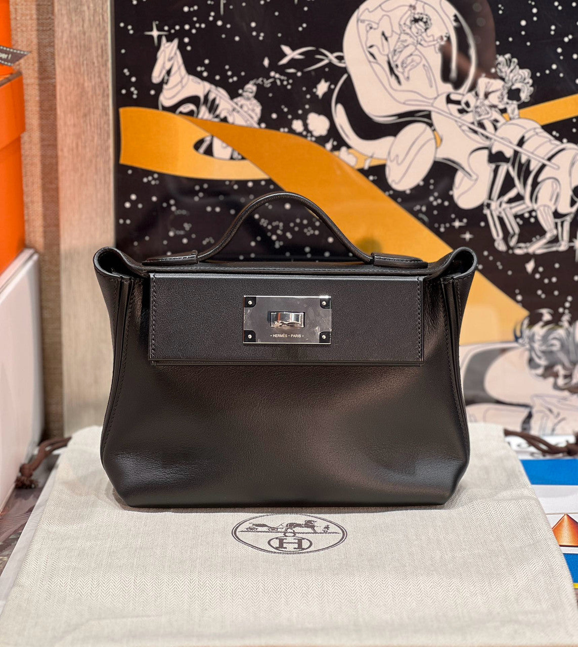 Hermès Mini 24/24 – 21 Bag Black Volupto leather