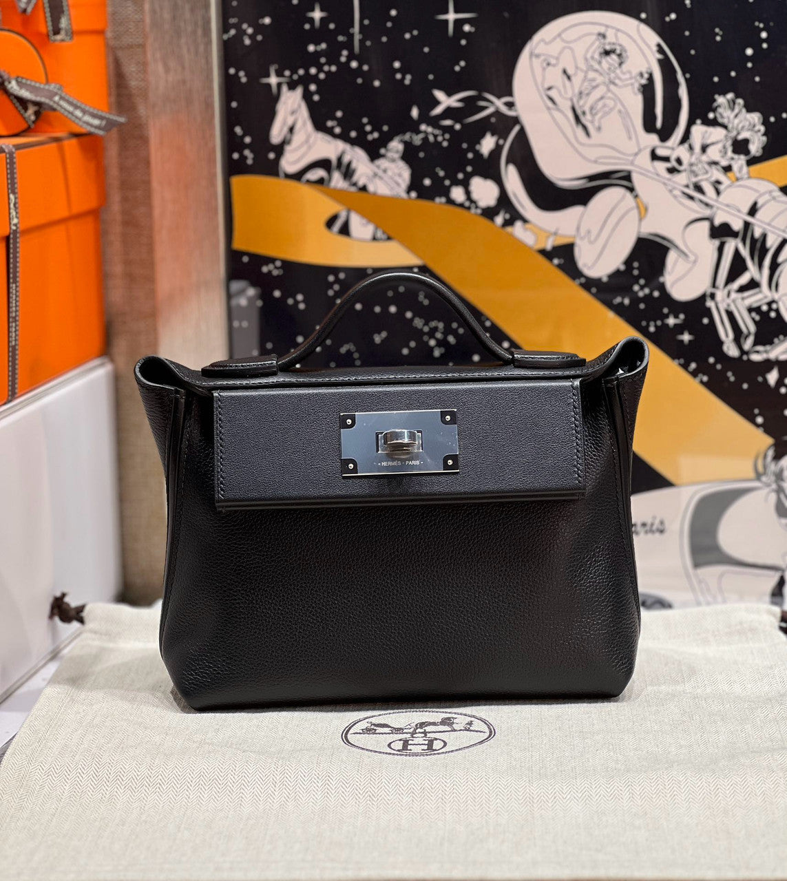 Hermès Mini 24/24 – 21 Bag Black Volupto leather