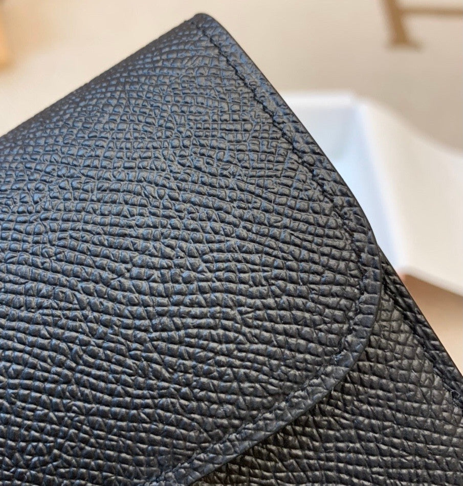 Hermes Constance Compact Passant wallet Black Epsom Leather with Gold Hardware