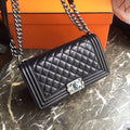 CHANEL Quilted Boy Flap Bag Lambskin with Silver Hardware