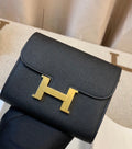 Hermes Constance Compact Passant wallet Black Epsom Leather with Gold Hardware