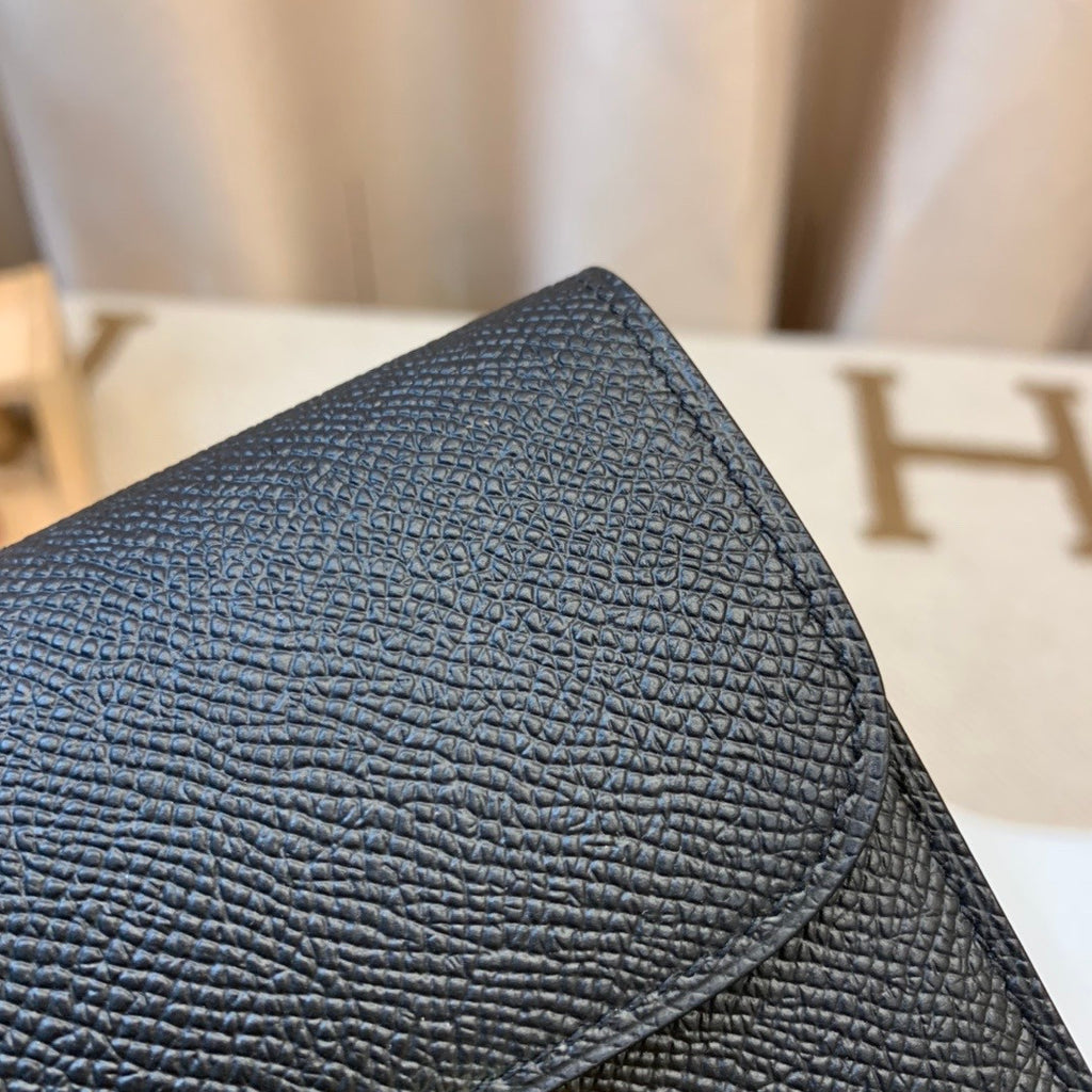 Hermes Constance Compact Passant wallet Black Epsom Leather with Palladium Hardware