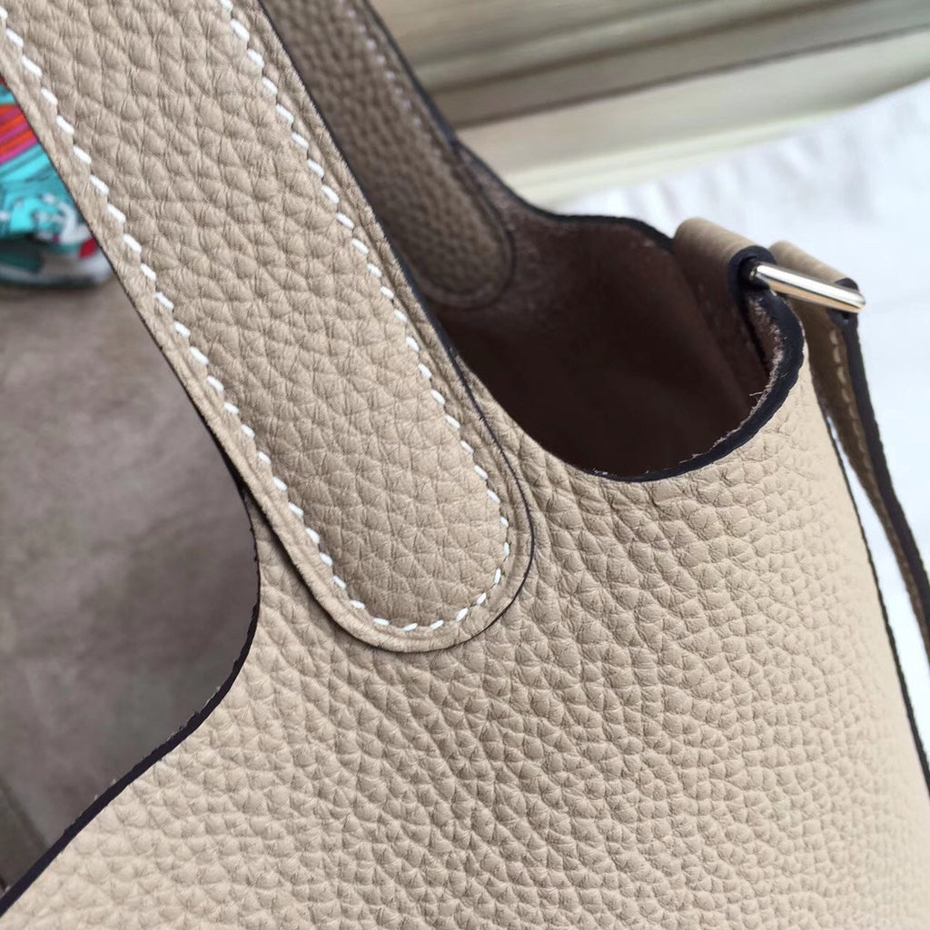 Hermes Etoupe  Picotin Lock MM Togo Leather Bag