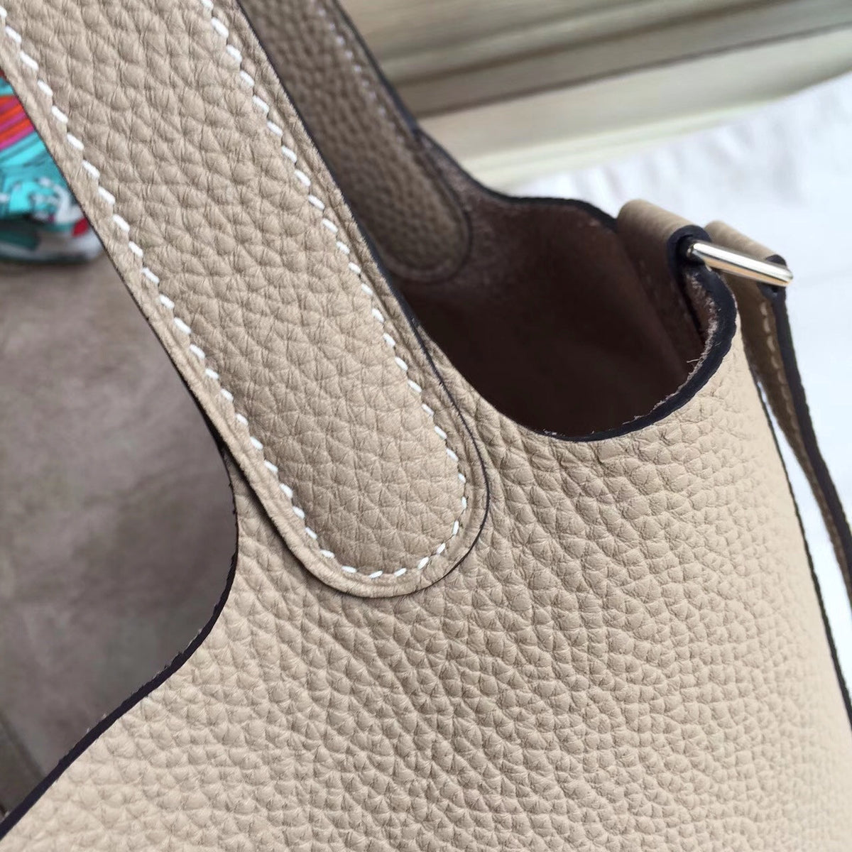 Hermes Etoupe  Picotin Lock MM Togo Leather Bag