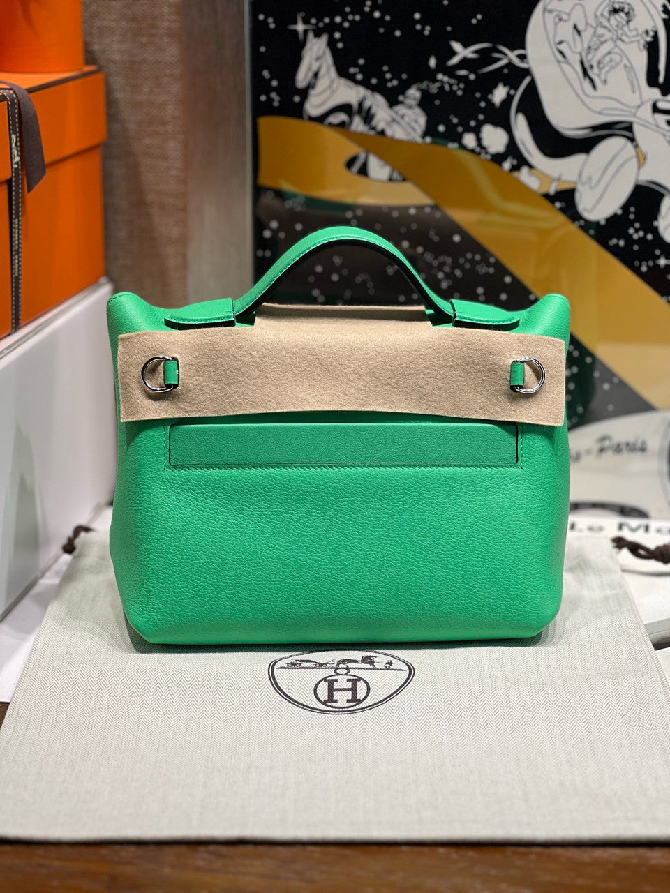 Hermès Mini 24/24 – 21 Bag Comic Green Volupto leather