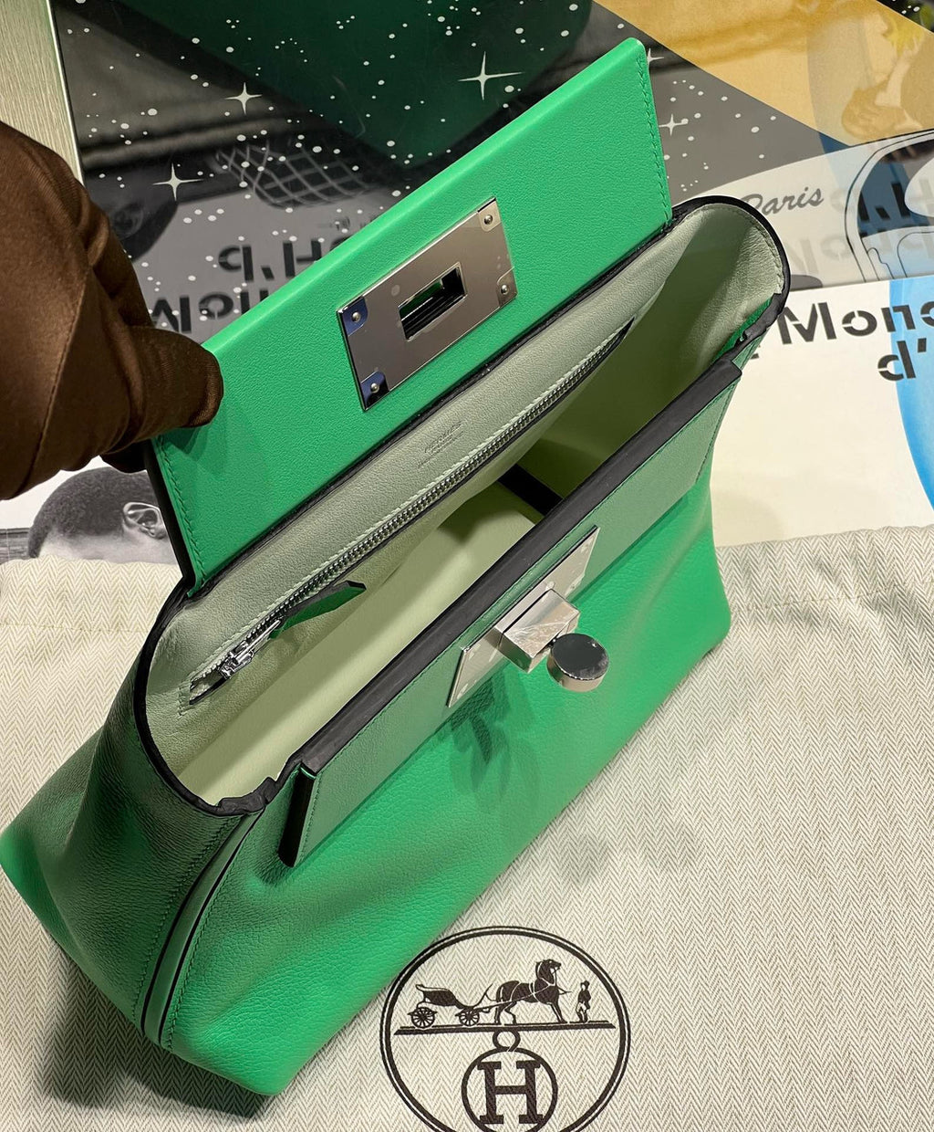 Hermès Mini 24/24 – 21 Bag Comic Green Volupto leather