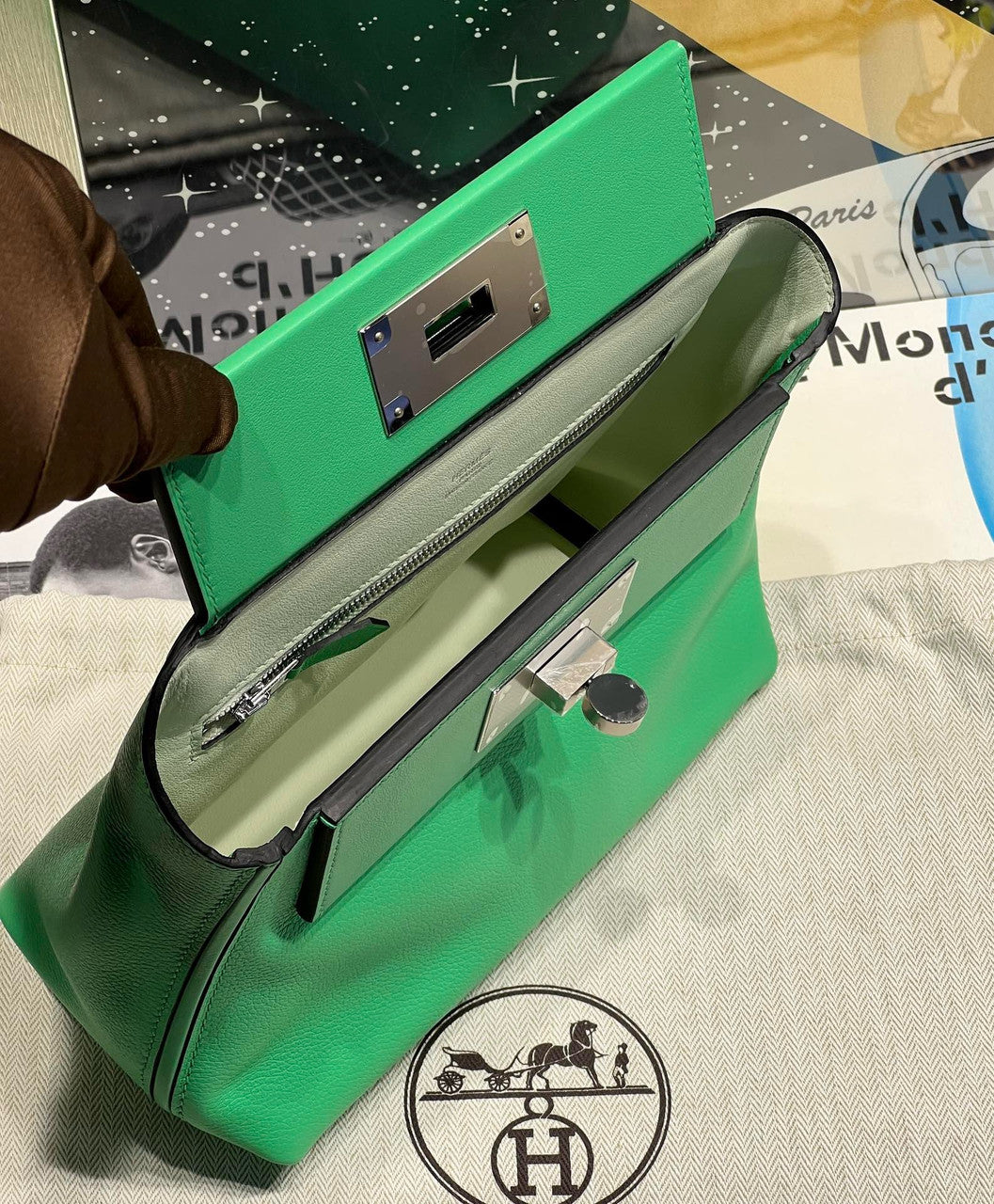Hermès Mini 24/24 – 21 Bag Comic Green Volupto leather