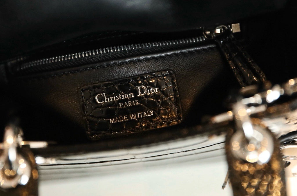 Christian Dior Mini Lady Dior handbag in Black Crocodile