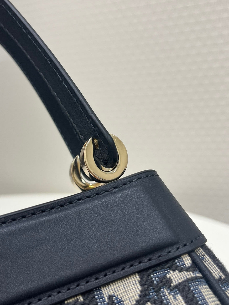 Christian Dior SMALL DIOR KEY BAG Blue Dior Oblique Jacquard Box Calfskin