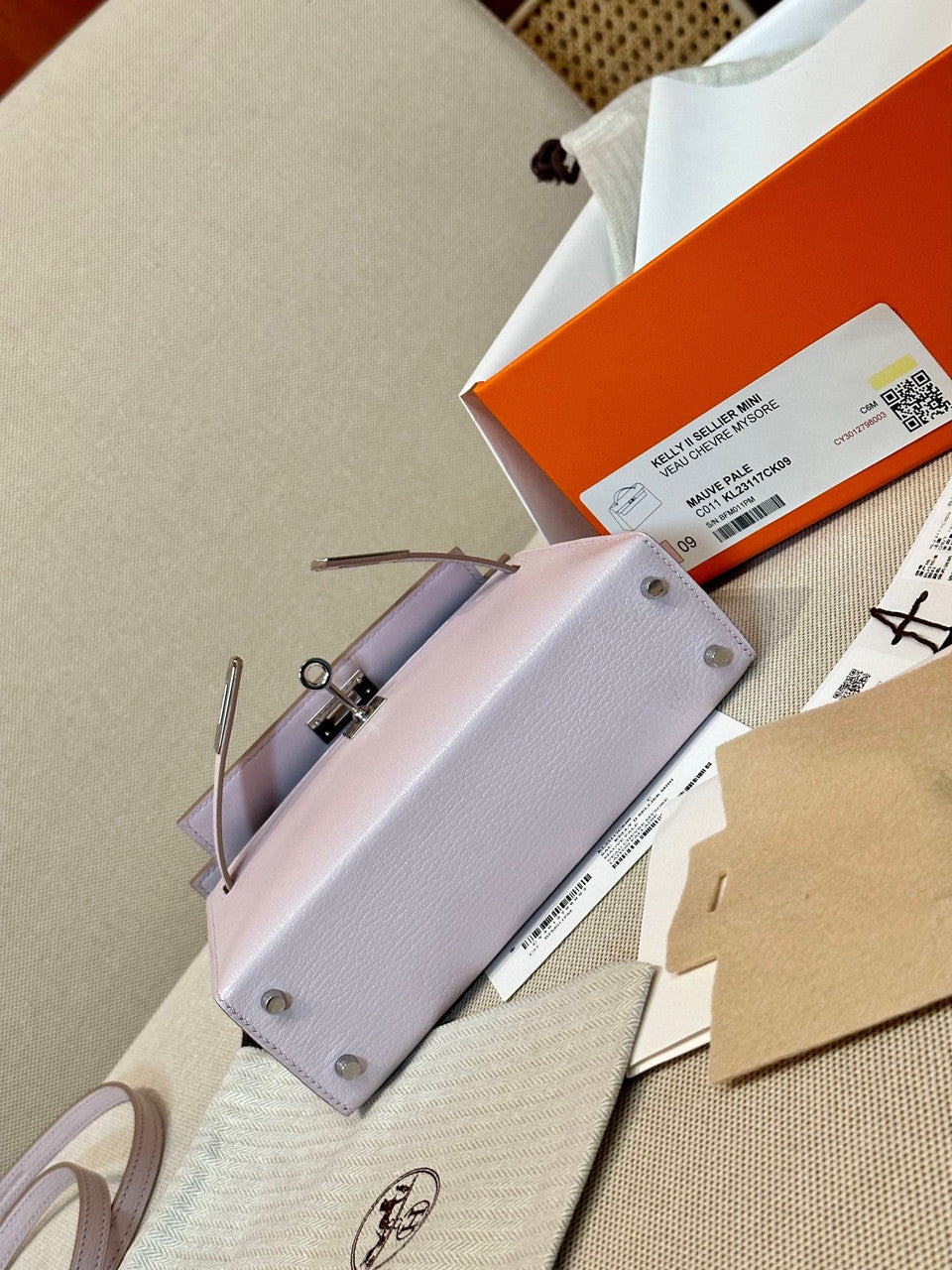 Hermes Sakura Pink Mini Kelly II 20 Chèvre Palladium Hardware