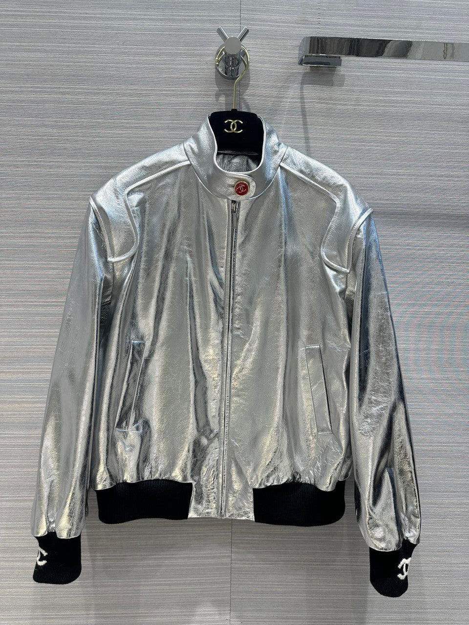 Chanel Metallic Calfskin BLOUSON SILVER