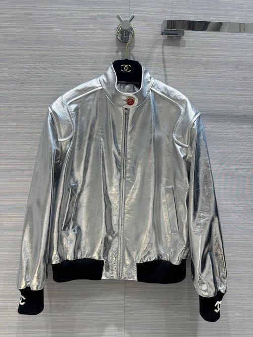 Chanel Metallic Calfskin BLOUSON SILVER