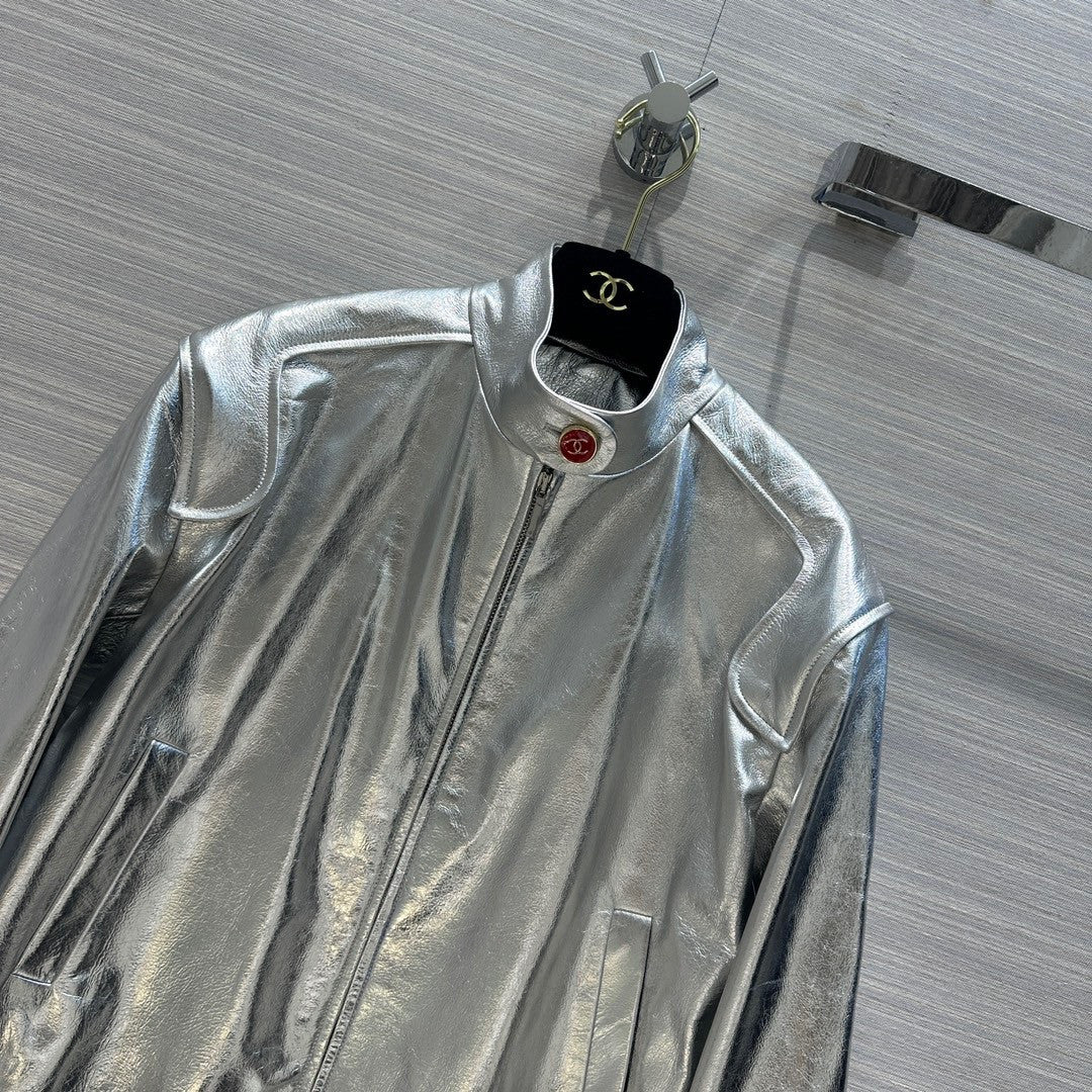 Chanel Metallic Calfskin BLOUSON SILVER