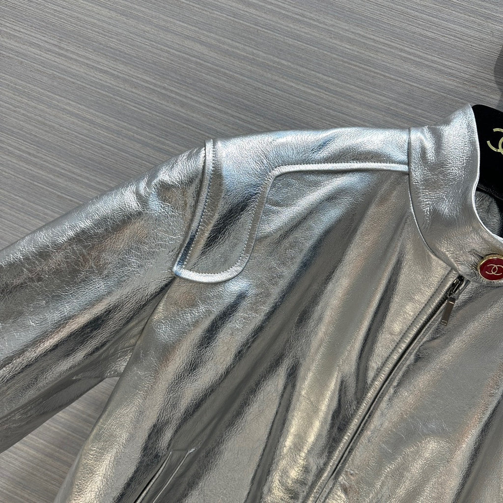 Chanel Metallic Calfskin BLOUSON SILVER