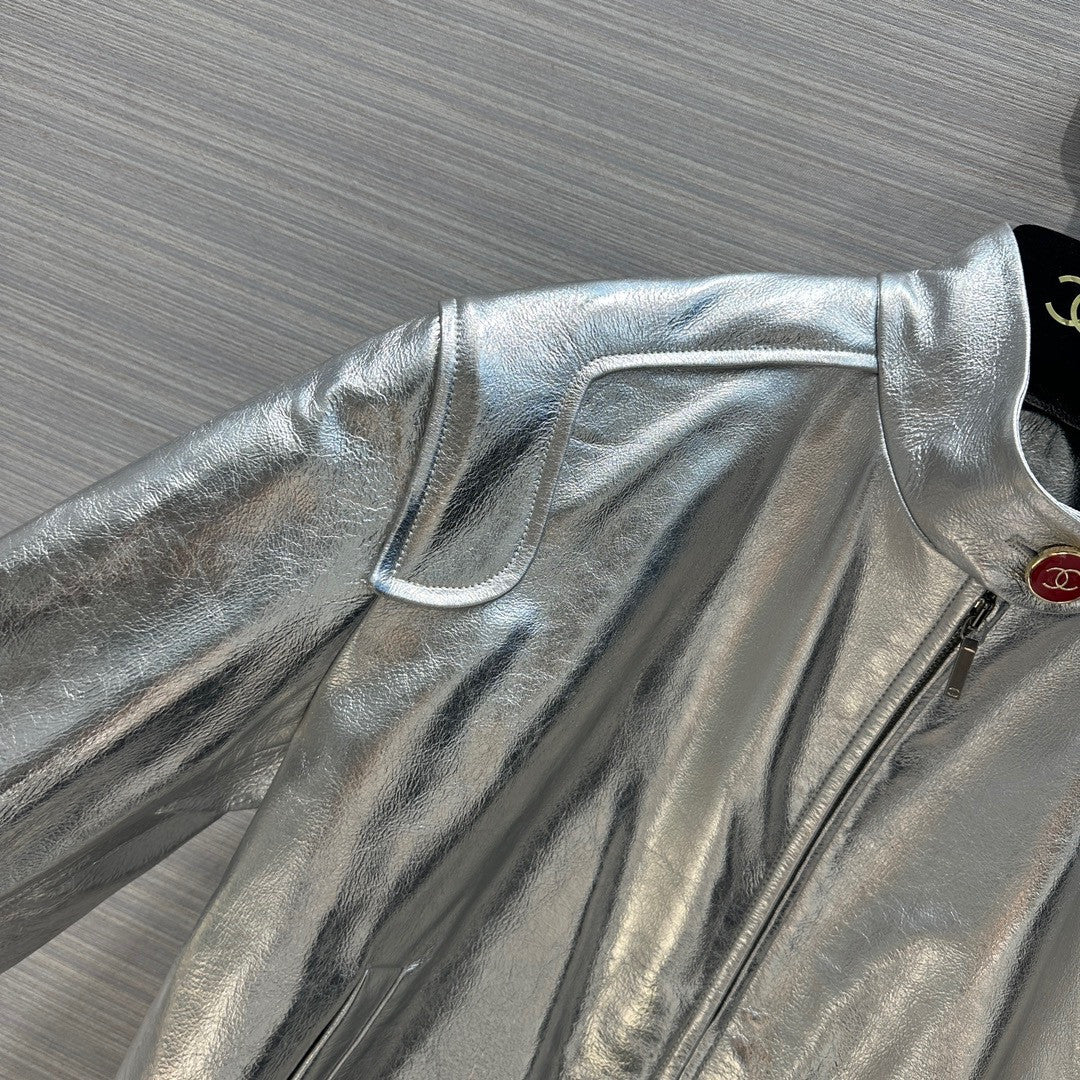 Chanel Metallic Calfskin BLOUSON SILVER