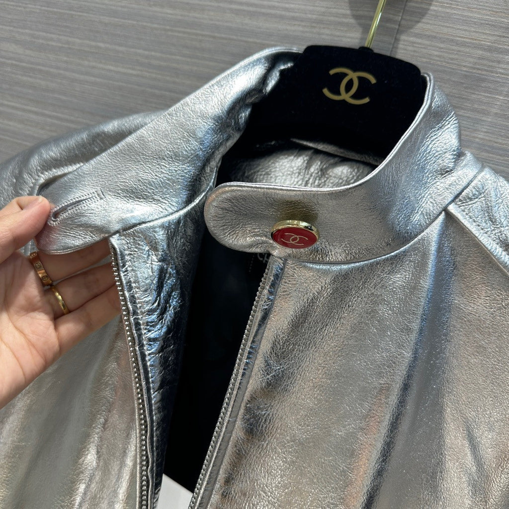Chanel Metallic Calfskin BLOUSON SILVER
