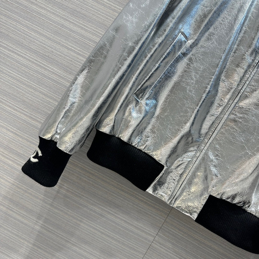 Chanel Metallic Calfskin BLOUSON SILVER