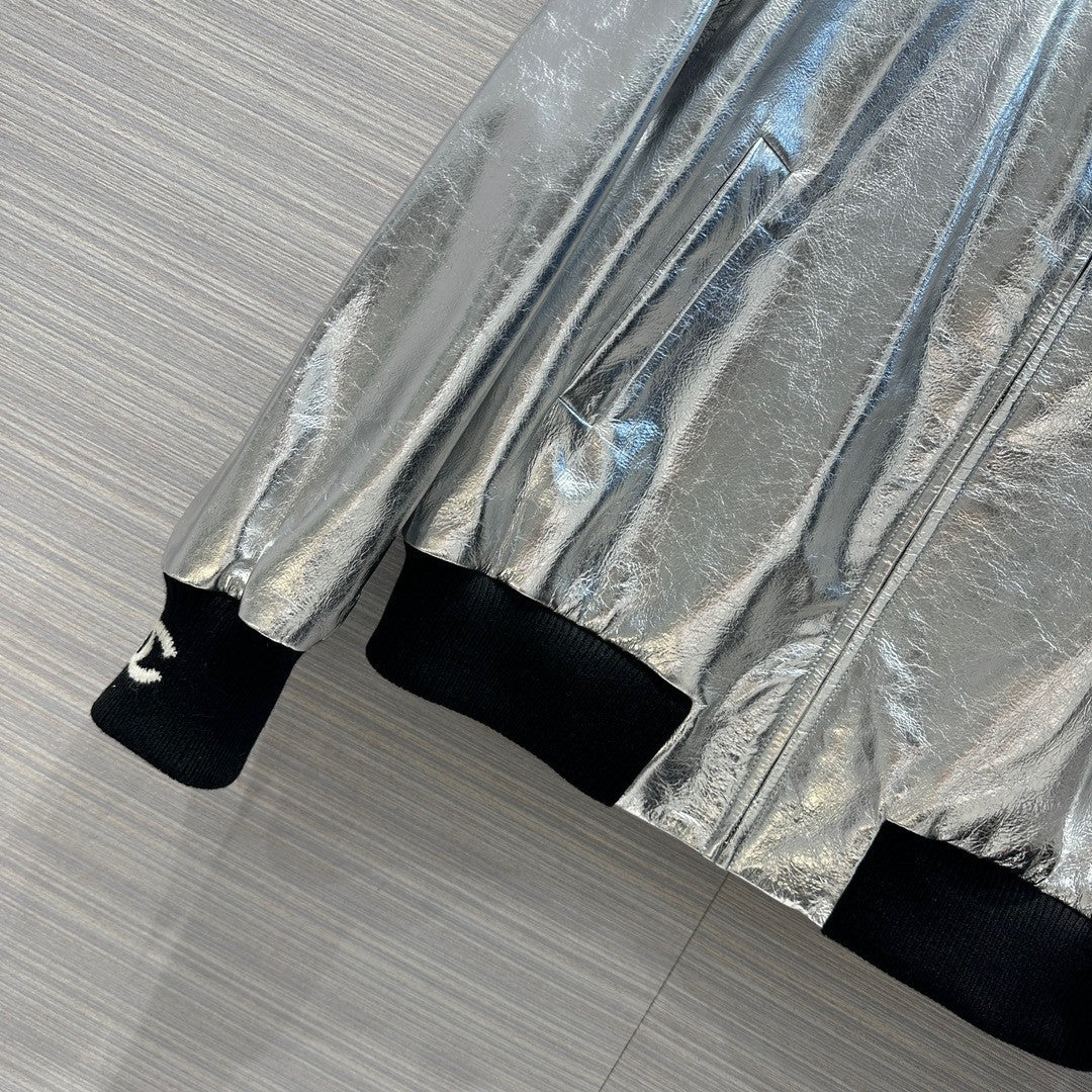 Chanel Metallic Calfskin BLOUSON SILVER