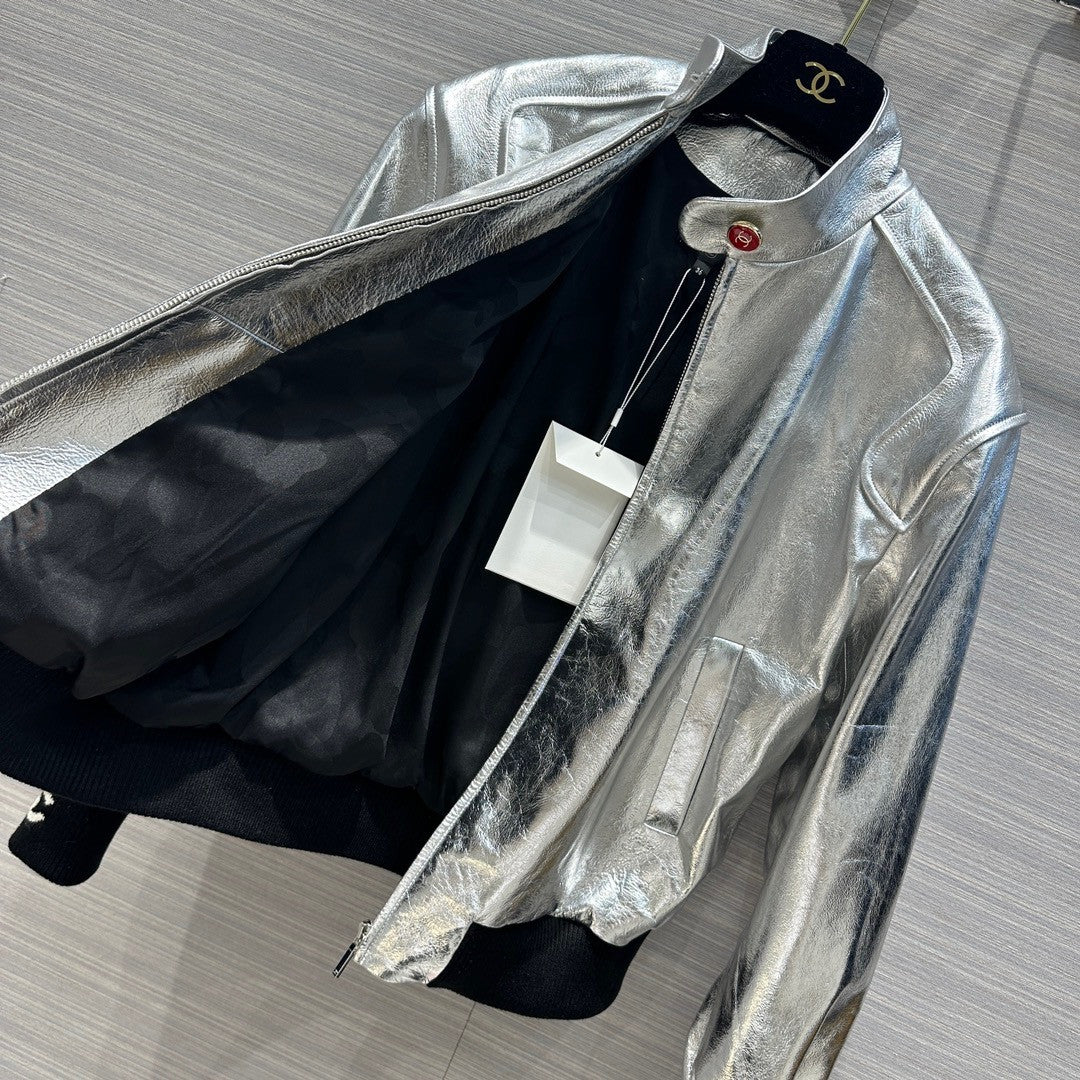 Chanel Metallic Calfskin BLOUSON SILVER