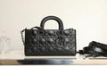 Christian Lady D-Joy Medium Bag Ultra-matt black Cannage calfskin