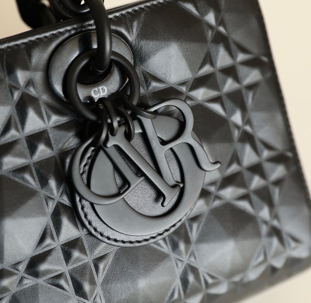 Christian Lady D-Joy Medium Bag Ultra-matt black Cannage calfskin
