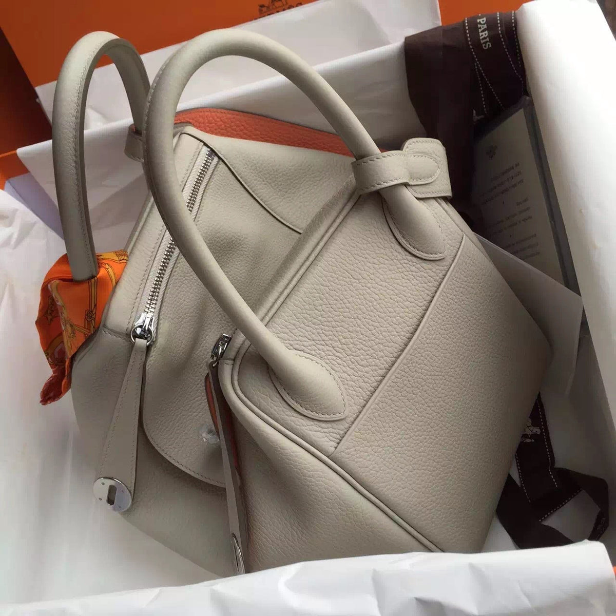 Hermes Lindy 30 C80 Gris Perle  Eclat /L5 Crevette Taurillon Clemence Palladium HW Hermes