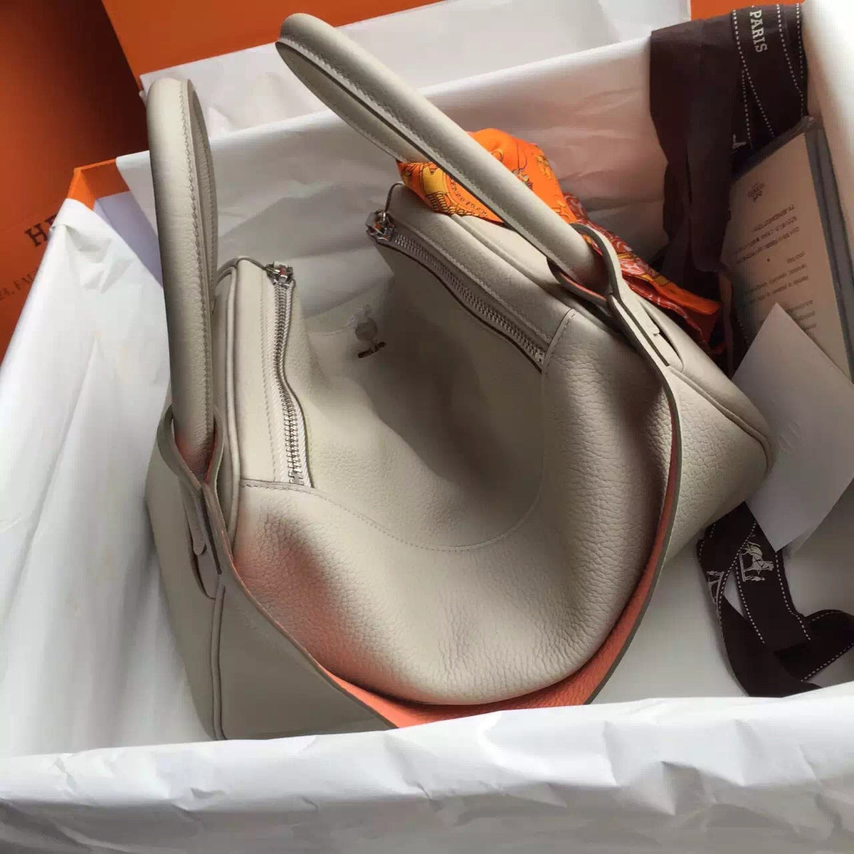 Hermes Lindy 30 C80 Gris Perle  Eclat /L5 Crevette Taurillon Clemence Palladium HW Hermes