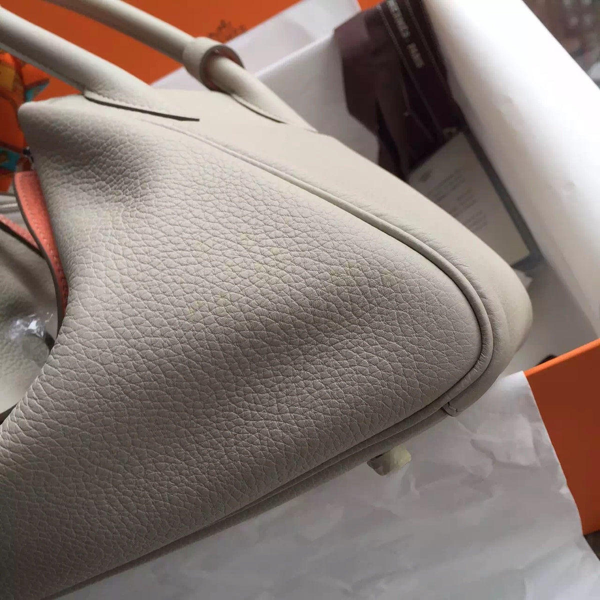Hermes Lindy 30 C80 Gris Perle  Eclat /L5 Crevette Taurillon Clemence Palladium HW Hermes