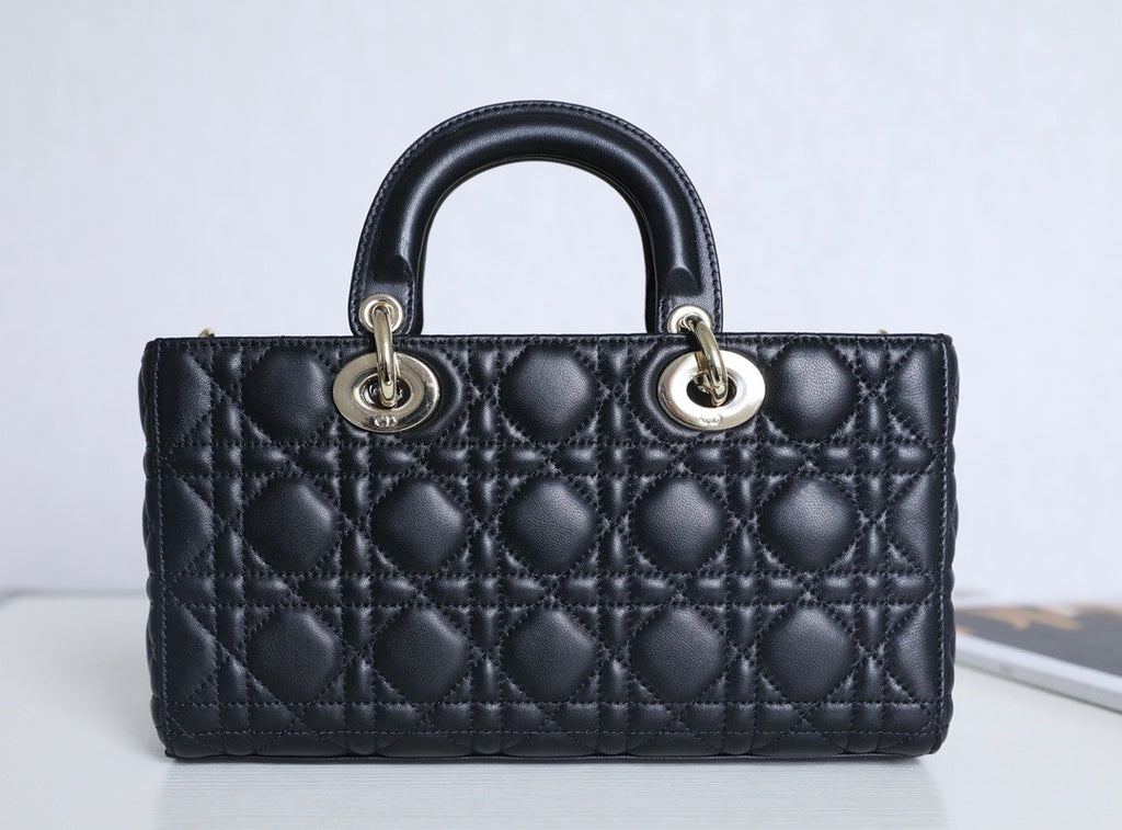 Christian Lady D-Joy Medium Bag Black Cannage Lambskin
