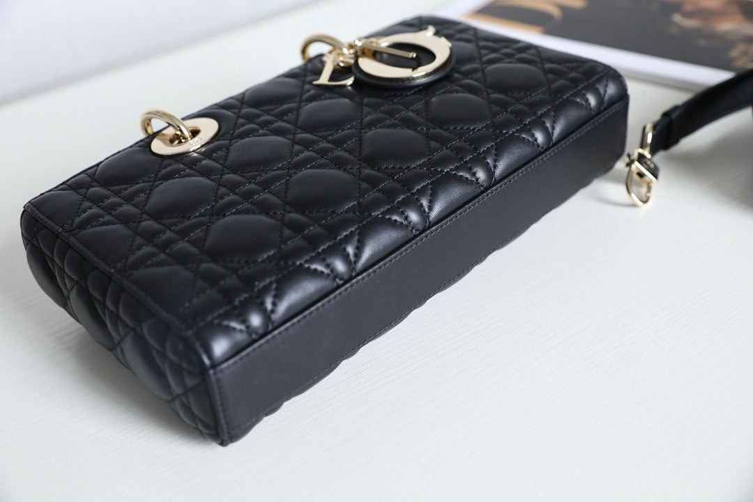 Christian Lady D-Joy Medium Bag Black Cannage Lambskin