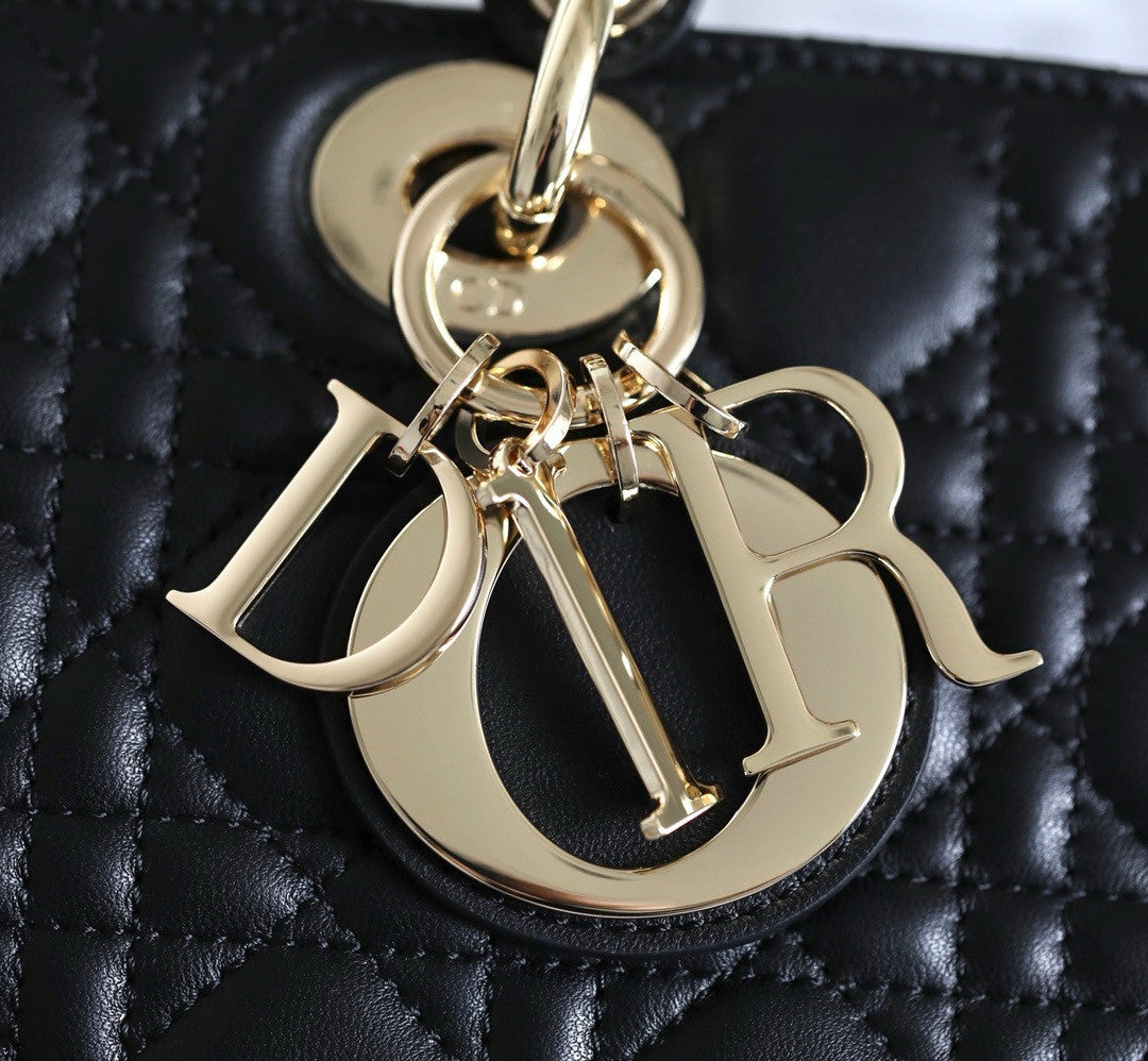 Christian Lady D-Joy Medium Bag Black Cannage Lambskin