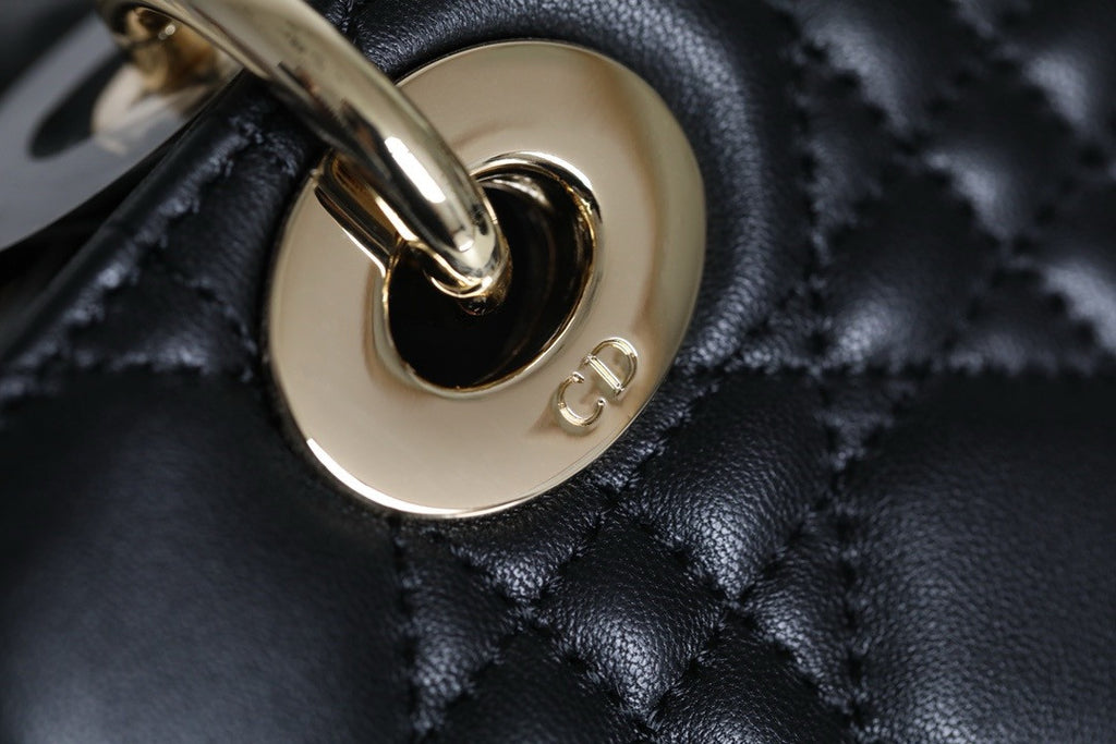 Christian Lady D-Joy Medium Bag Black Cannage Lambskin