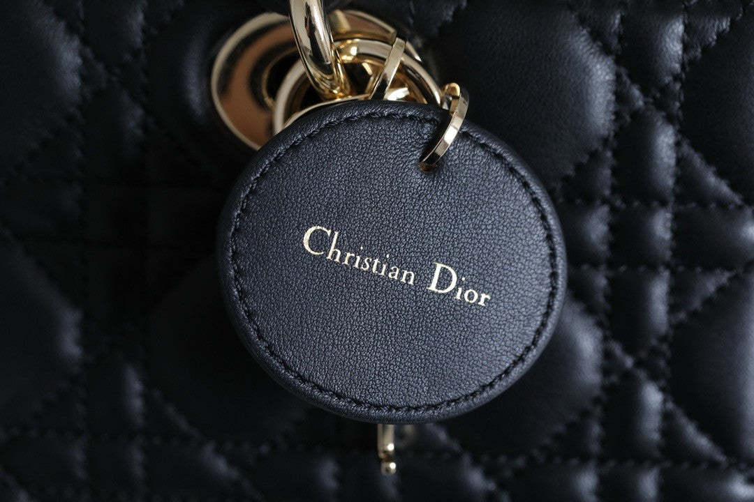 Christian Lady D-Joy Medium Bag Black Cannage Lambskin