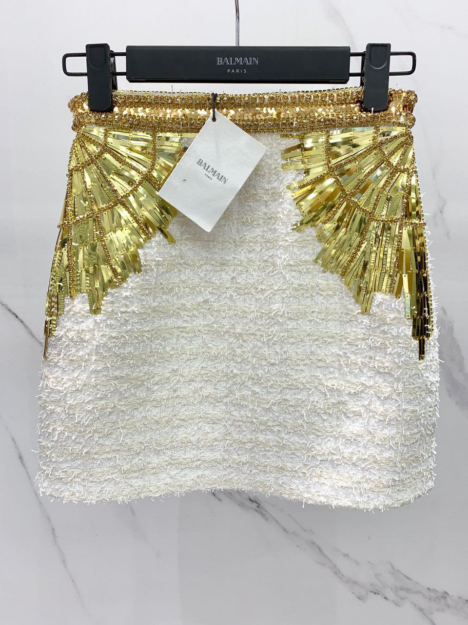 Balmain Embroidered tweed skirt