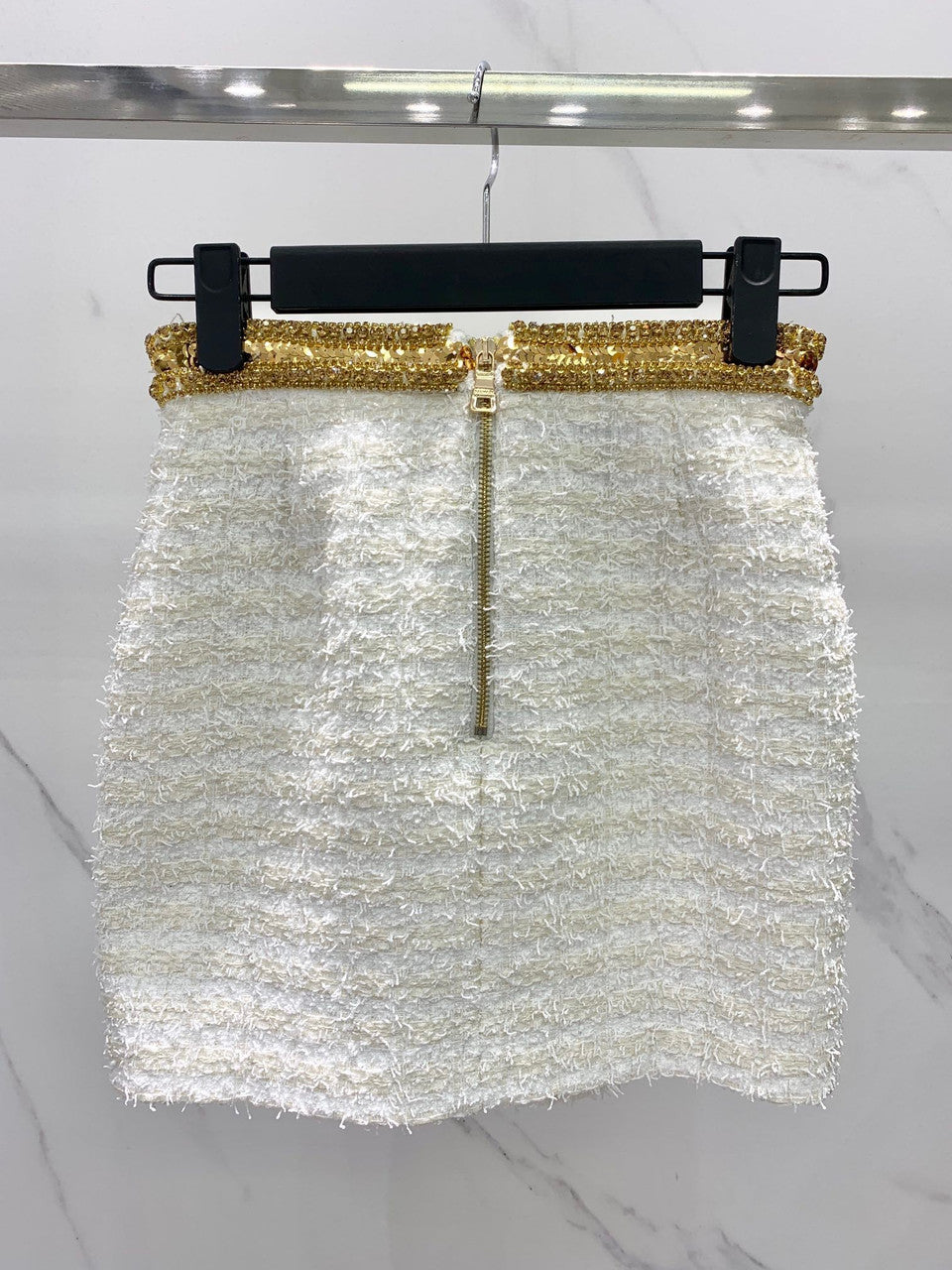 Balmain Embroidered tweed skirt