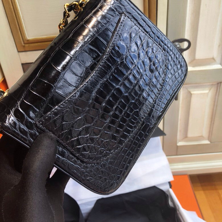 Chanel Alligator Mini Classic Flap Bag Black
